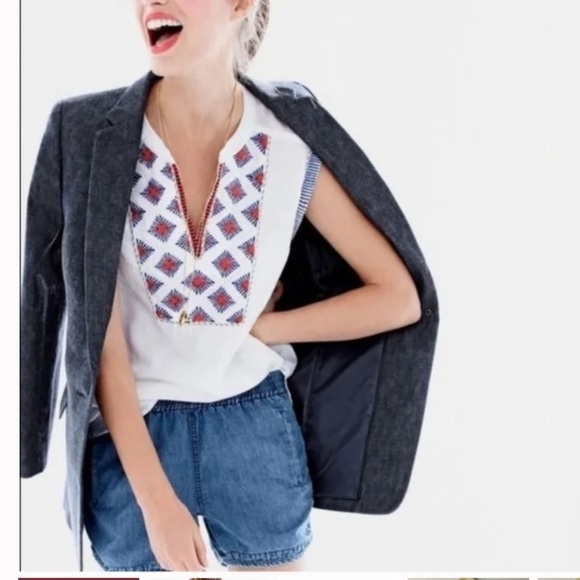 J. crew sunburst cap sleeve embroidered linen & cotton blendTopSize 2. D… - Picture 3 of 9